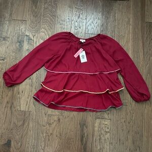 NWT Andree by Unit red tiered long sleeve blouse size large